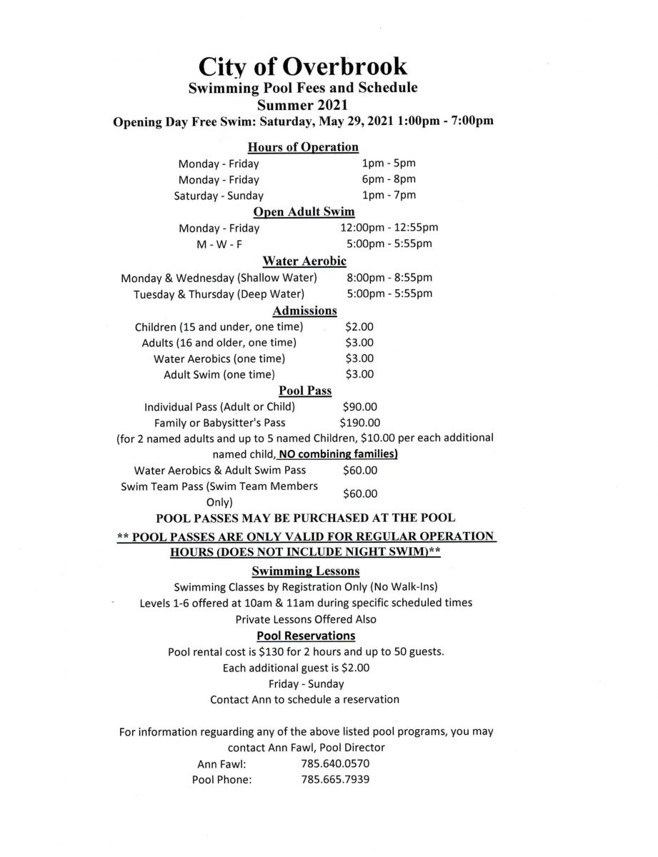 Overbrook City Pool City of Overbrook Kansas